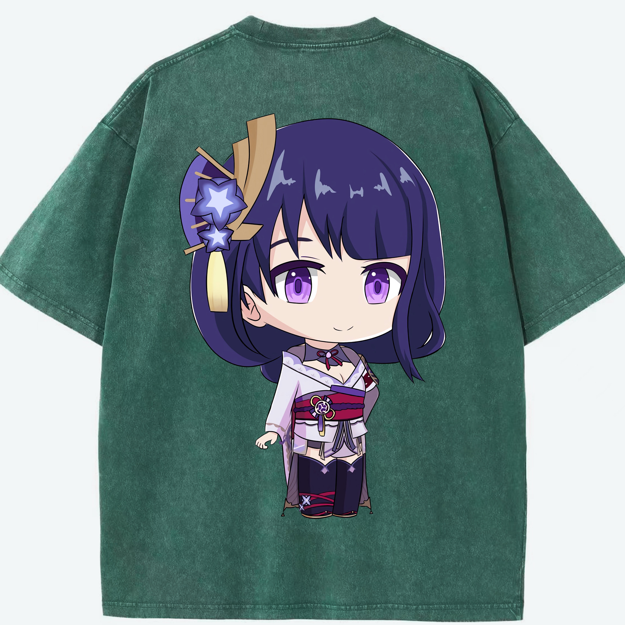 げんし神 雷電将軍 らいでんしょうぐん genshin Raiden Shogun 綿100% ヴィンテージ風 半袖Tシャツ（背面プリント）